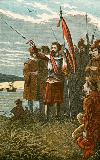 Columbus Takes Possession of San Salvador for Spain by English School